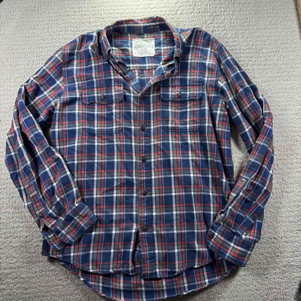 Aeropostale‎ Men's Long Sleeve Flannel Button Up Size Medium